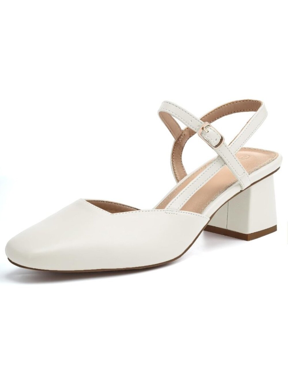 Chic Women's Slingback Chunky Low Heels - Closed Square Toe Dress Pumps for